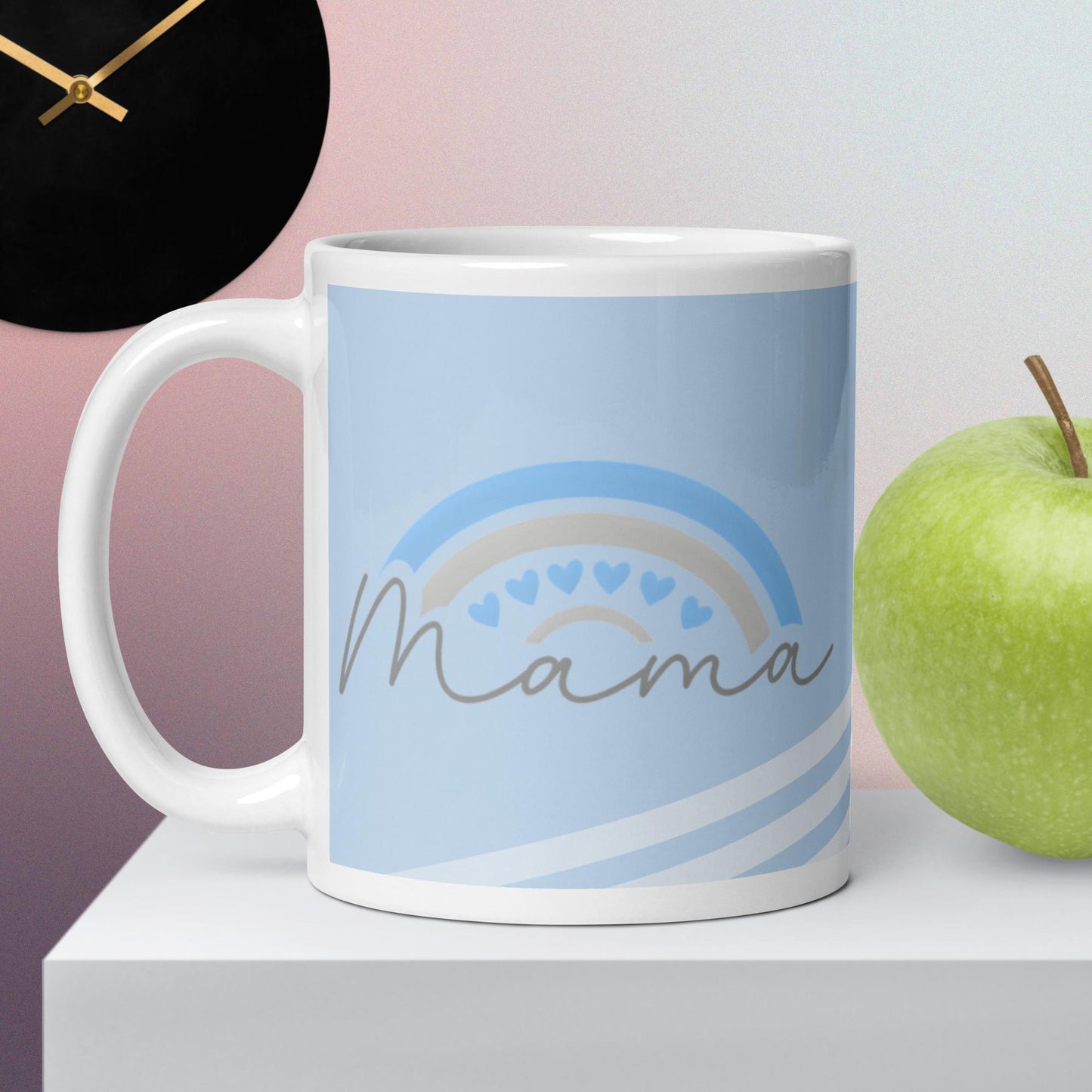 Serene Mama Love: Blue & Gray Hearts Coffee Mug