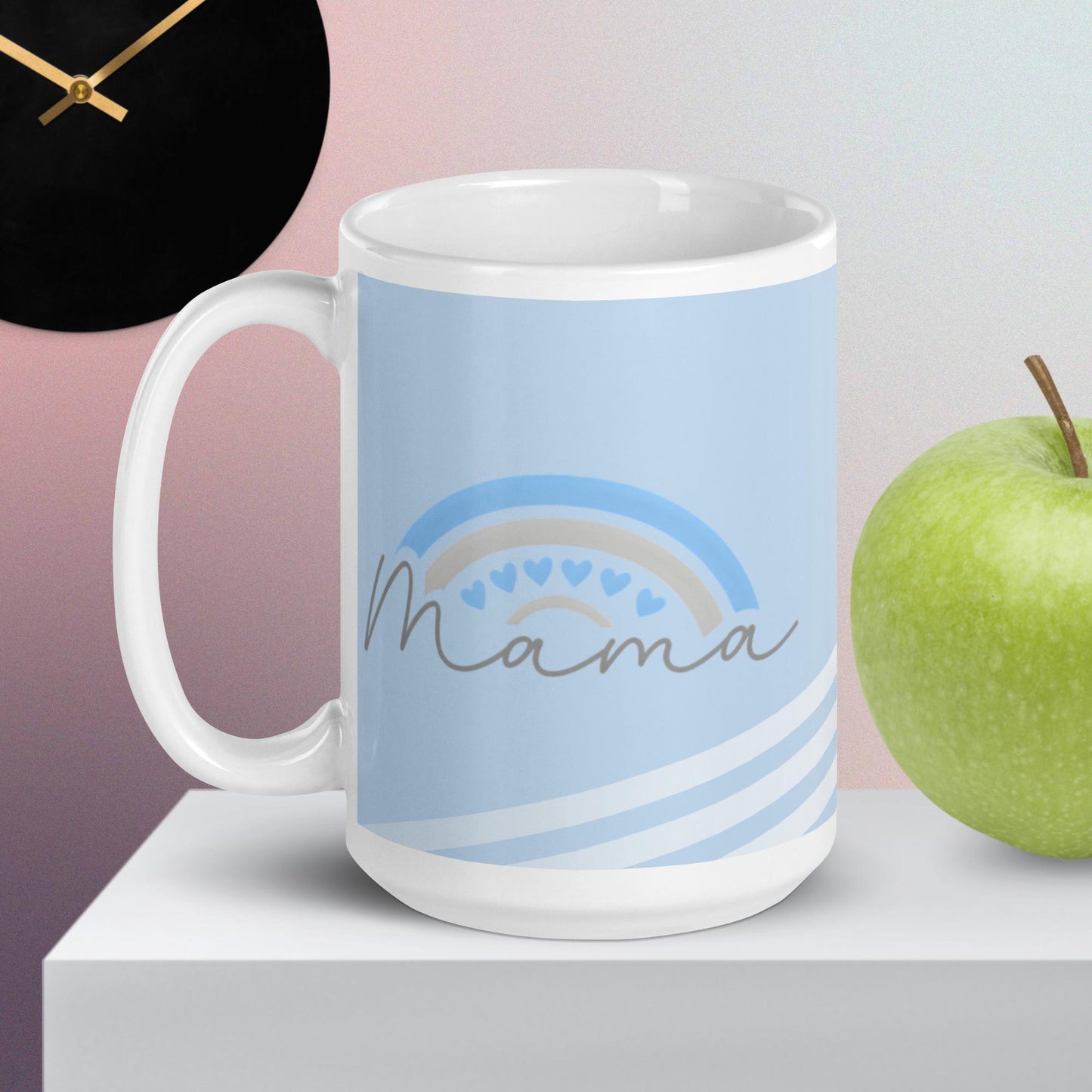 Serene Mama Love: Blue & Gray Hearts Coffee Mug