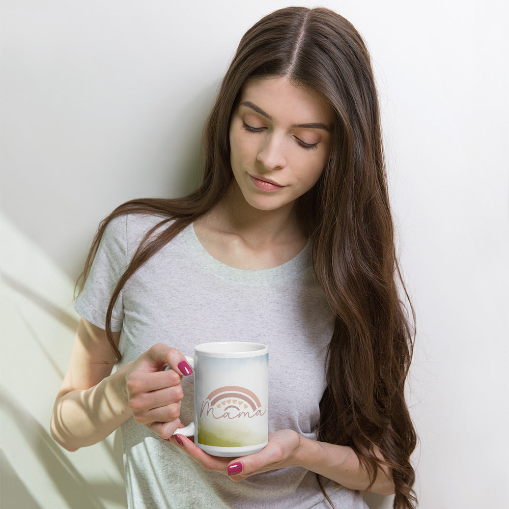 Mama's Love: Hearts and Rainbow Coffee Mug