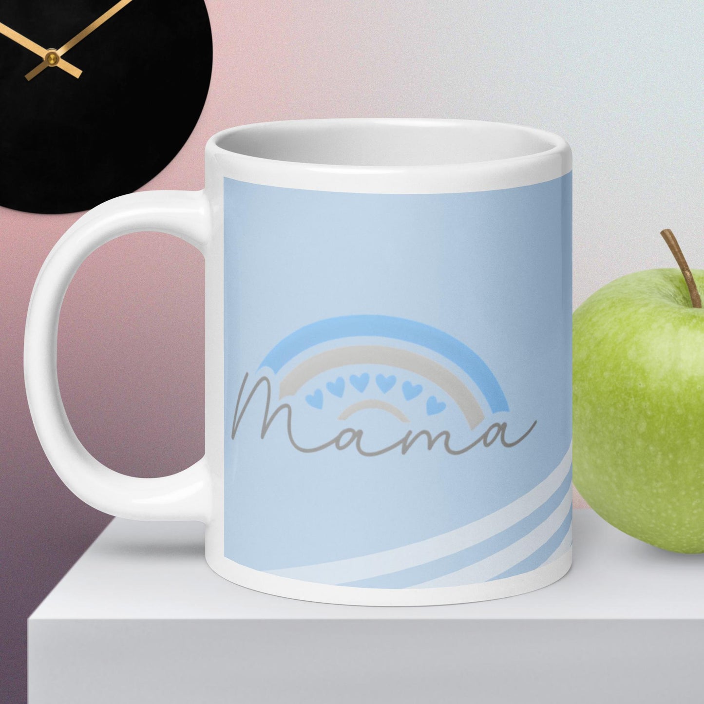 Serene Mama Love: Blue & Gray Hearts Coffee Mug