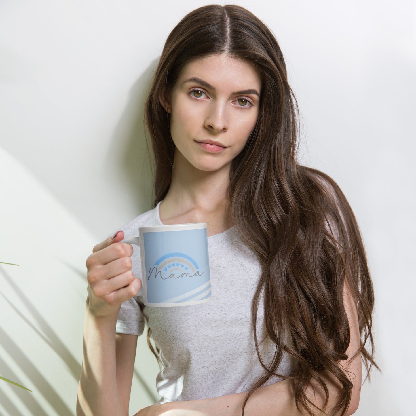 Serene Mama Love: Blue & Gray Hearts Coffee Mug