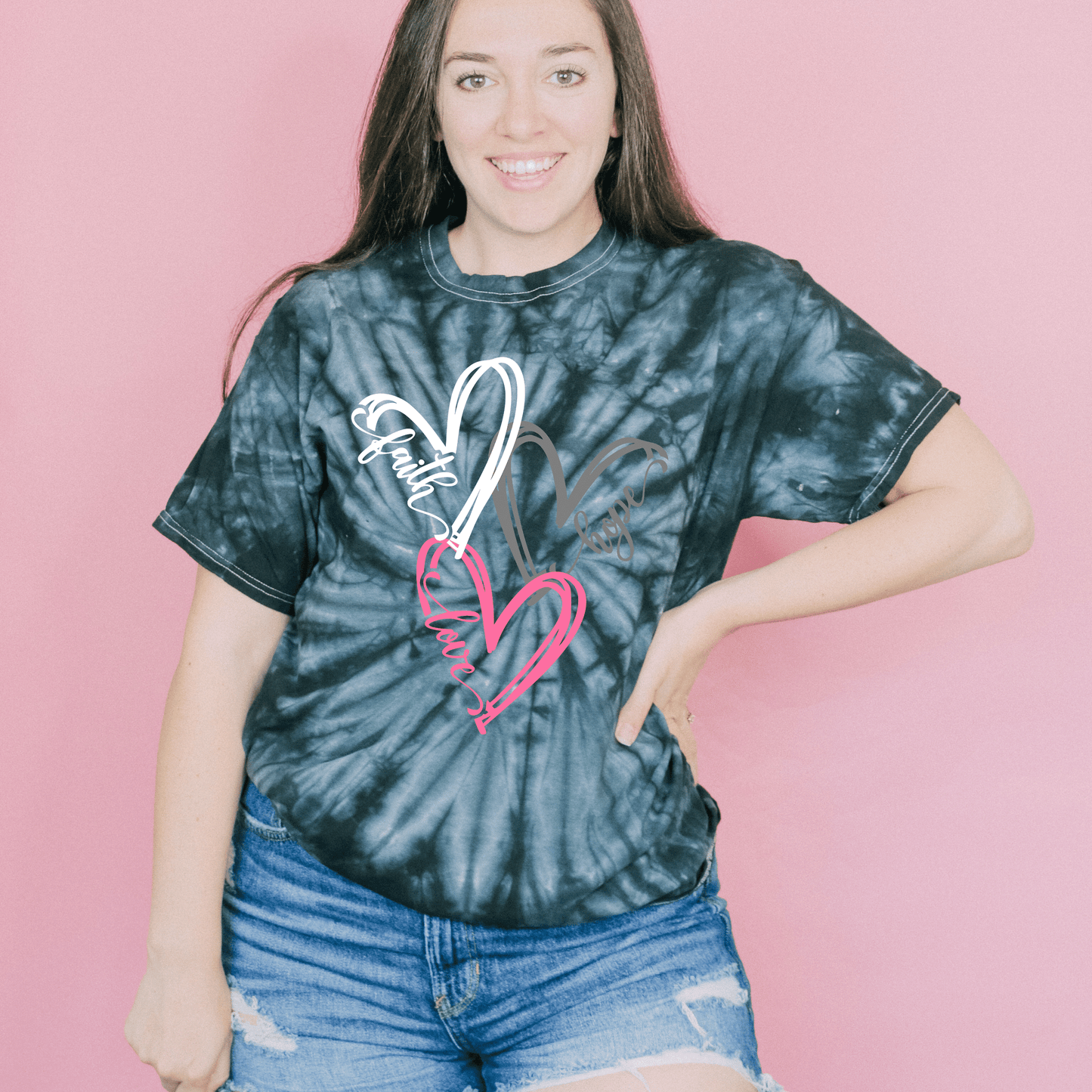 Tie Dye Faith Hope Love Heart T-Shirt